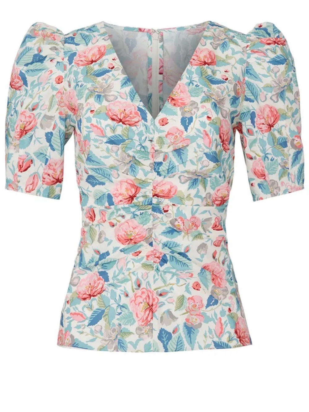 La Vie Rebecca Taylor Painted Garden puff-sleeve Cotton top $225